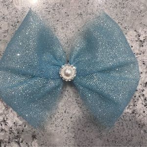 Gorgeous Blue Sparkle Glitter Bow Alligator Clip
